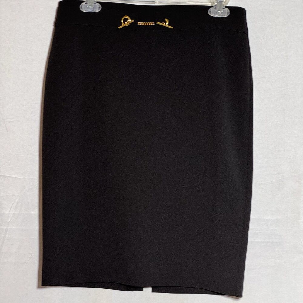 NYCC New York Clothing Co Womens S Black Pencil Skirt Gold Hardware Stretch